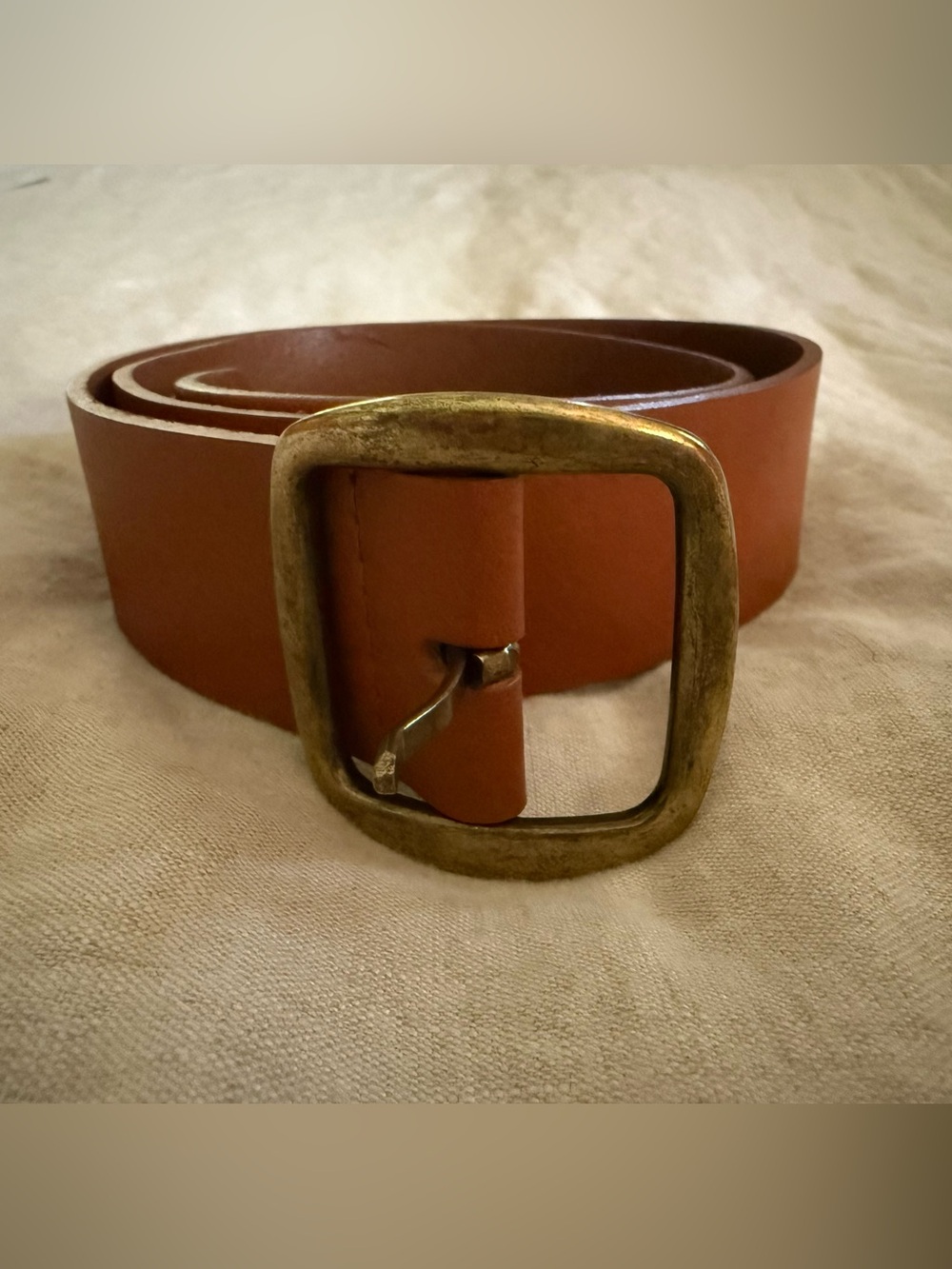 Martina Mori Classic Brown Leather Belt with Brass Buckle